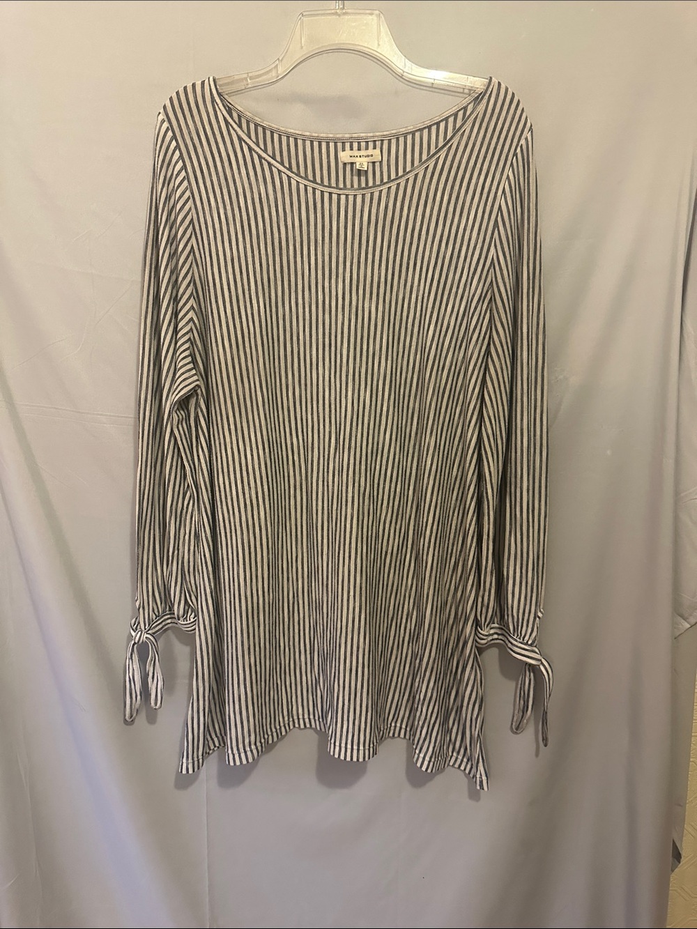Max Studio Black & White Striped Long-Sleeve Tunic
